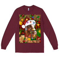 Burgundy Christmas horse Long Sleeve Tee - Artiststas
