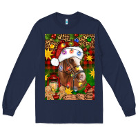 Navy Christmas horse Long Sleeve Tee - Artiststas