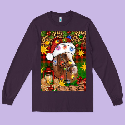 Christmas Horse Long Sleeve Tee Designed By Artiststas