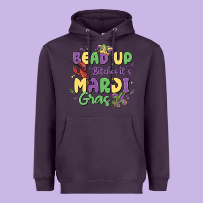Bead Up Bitches It's Mardi Gras Heavyweight Hoodie Designed By Maliassmallbusiness