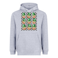 Heather Grey boujee checker board leprechaun Heavyweight Hoodie - MaliasSmallBusiness
