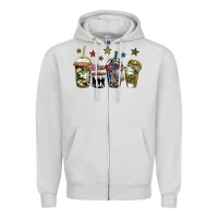Dove Grey army coffee Zipper Hoodie - Jasminsmagicworld