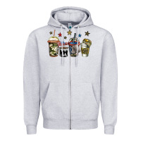 Heather Grey army coffee Zipper Hoodie - Jasminsmagicworld