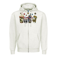 Oatmeal Heather army coffee Zipper Hoodie - Jasminsmagicworld