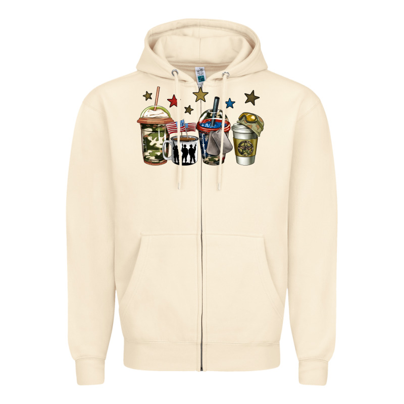 Army Coffee Zipper Hoodie by Jasminsmagicworld | Teevron