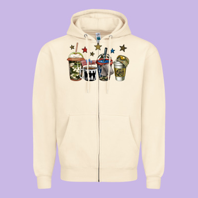Army Coffee Zipper Hoodie Designed By Jasminsmagicworld