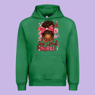 One Loved Nurse Afro Messy Bun Urban Hoodie Designed By Texasbilliewilder