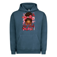 Pigment Midnight Navy one loved nurse afro messy bun Urban Hoodie - texasbilliewilder