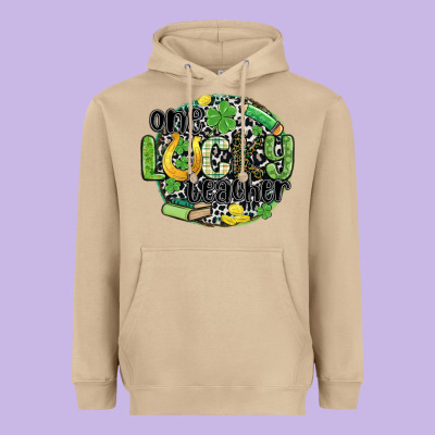 One Lucky Teacher Heavyweight Hoodie Designed By Maliassmallbusiness