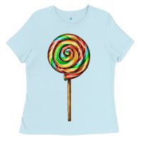 Baby Blue rainbow lollipop Ladies Tee - AdoDesignShop
