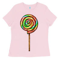 Bubblegum Pink rainbow lollipop Ladies Tee - AdoDesignShop