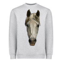 Heather Grey horse head Heavyweight Sweatshirt - RanaPortraitStore