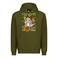 Army Green too cute too spook Premium Hoodie - LillyAllenDesigns