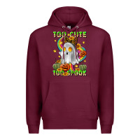 Burgundy too cute too spook Premium Hoodie - LillyAllenDesigns