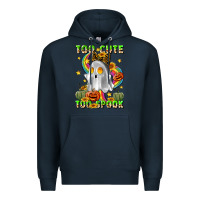 Navy too cute too spook Premium Hoodie - LillyAllenDesigns