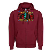 Burgundy lightning bolt mama christmas Zipper Hoodie - Jasminsmagicworld