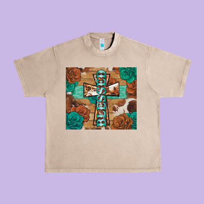 Blessed Cross Urban Heavy Tee Designed By Barkaloodesign