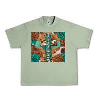 Oil Green blessed cross Urban Heavy Tee - BarkalooDesign