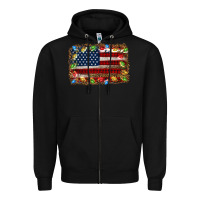 Black christmas american flag background Zipper Hoodie - Jasminsmagicworld