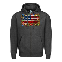 Charcoal Heather christmas american flag background Zipper Hoodie - Jasminsmagicworld
