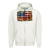 Oatmeal Heather christmas american flag background Zipper Hoodie - Jasminsmagicworld