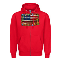 Red christmas american flag background Zipper Hoodie - Jasminsmagicworld