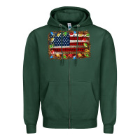 Sports Green christmas american flag background Zipper Hoodie - Jasminsmagicworld