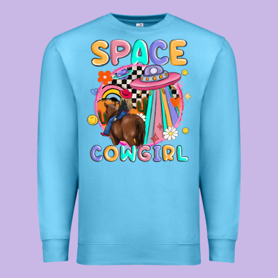 Space Cowgirl Premium Sweatshirt Designed By Maliassmallbusiness