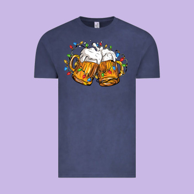 Beer With Christmas Lights Vintage Tee Designed By Fadigitalartstudio
