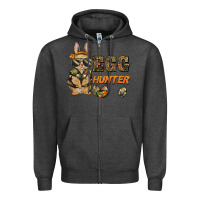 Charcoal Heather easter egg hunter rabbit bunny Zipper Hoodie - BarkalooDesign