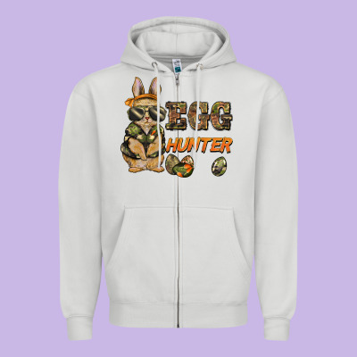 Easter Egg Hunter Rabbit Bunny Zipper Hoodie Designed By Barkaloodesign