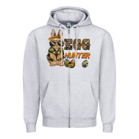 Heather Grey easter egg hunter rabbit bunny Zipper Hoodie - BarkalooDesign