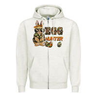 Oatmeal Heather easter egg hunter rabbit bunny Zipper Hoodie - BarkalooDesign