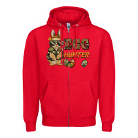 Red easter egg hunter rabbit bunny Zipper Hoodie - BarkalooDesign