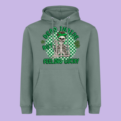 Dead Inside But Feeling Lucky Heavyweight Hoodie Designed By Maliassmallbusiness
