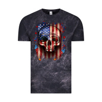 Cloud Black 4th of July skull American flag Vintage Tee - Neo Western