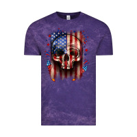 Cloud Purple 4th of July skull American flag Vintage Tee - Neo Western