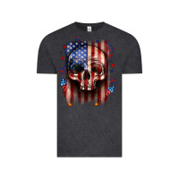 Vintage Black 4th of July skull American flag Vintage Tee - Neo Western