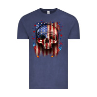 Vintage Denim 4th of July skull American flag Vintage Tee - Neo Western