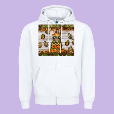 Easter Egg Hunter  Rabbit Zipper Hoodie Designed By Barkaloodesign