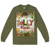 Army Green Christmas Jolly Nurse Long Sleeve Tee - Artiststas