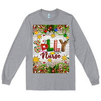 Heather Grey Christmas Jolly Nurse Long Sleeve Tee - Artiststas