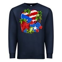 Navy puerto rico hearts Premium Sweatshirt - NancyCooperArtShop