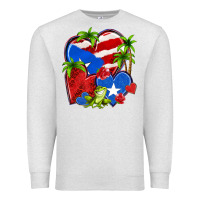 Oatmeal Heather puerto rico hearts Premium Sweatshirt - NancyCooperArtShop