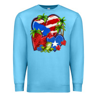 Ocean Blue puerto rico hearts Premium Sweatshirt - NancyCooperArtShop