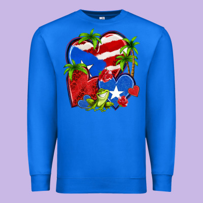 Puerto Rico Hearts Premium Sweatshirt Designed By Nancycooperartshop