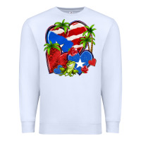 White puerto rico hearts Premium Sweatshirt - NancyCooperArtShop
