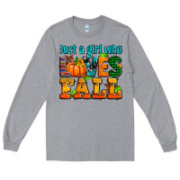 Heather Grey just a girl who loves fall Long Sleeve Tee - AdoDesignShop