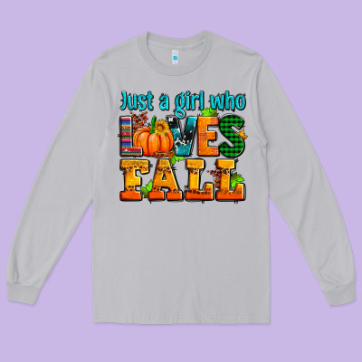 Just A Girl Who Loves Fall Long Sleeve Tee Designed By Adodesignshop
