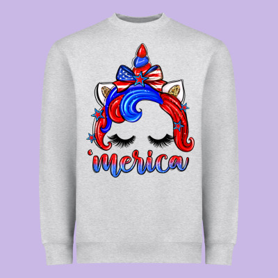 4th Of July 'merica Unicorn Heavyweight Sweatshirt Designed By Zillion Design Studio